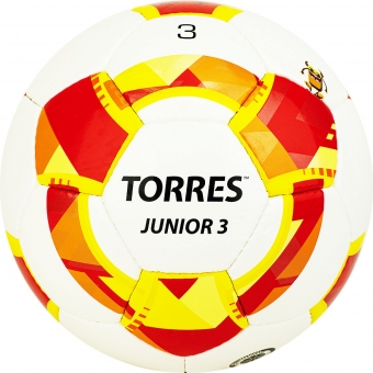 Мяч футбольный TORRES Junior-3 цв.белый красный желтый р.3