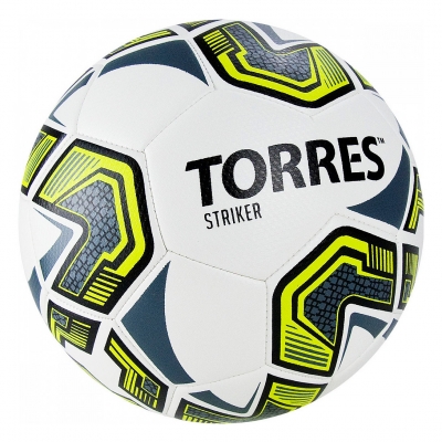 Мяч футбольный TORRES Striker цв.белый серый желтый р.5