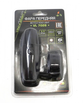 Фара передняя Vinca Sport с подзарядкой,USB кабель,инд.уп,3 режима работы