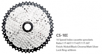 Кассета 10I 10S диапазон звёзд 11-36T Никель CP/36T SUNRUN цв.черный