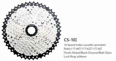 Кассета 10I 10S диапазон звёзд 11-36T Никель CP/36T SUNRUN цв.черный